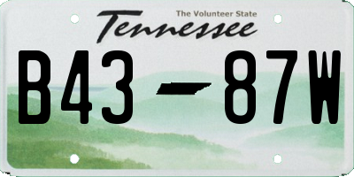 TN license plate B4387W