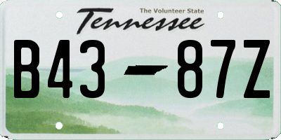 TN license plate B4387Z