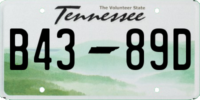 TN license plate B4389D