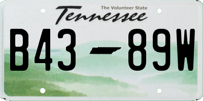 TN license plate B4389W
