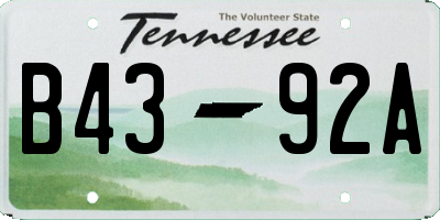 TN license plate B4392A