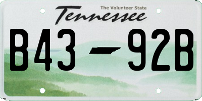 TN license plate B4392B