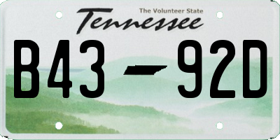 TN license plate B4392D