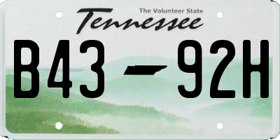 TN license plate B4392H
