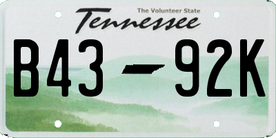 TN license plate B4392K