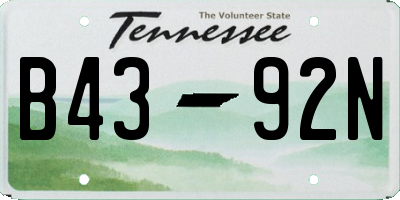 TN license plate B4392N
