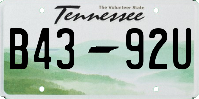 TN license plate B4392U