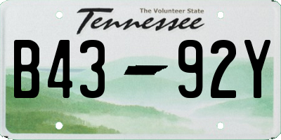 TN license plate B4392Y