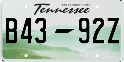 TN license plate B4392Z