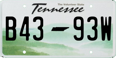 TN license plate B4393W