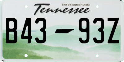 TN license plate B4393Z