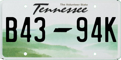 TN license plate B4394K