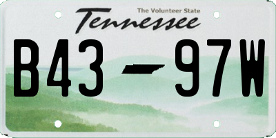 TN license plate B4397W