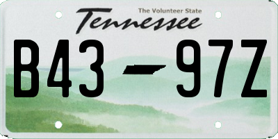 TN license plate B4397Z