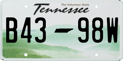 TN license plate B4398W