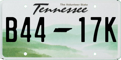 TN license plate B4417K