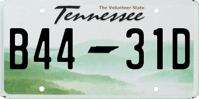 TN license plate B4431D