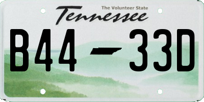TN license plate B4433D