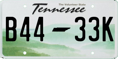 TN license plate B4433K