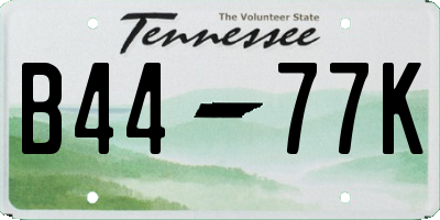 TN license plate B4477K