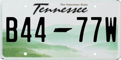 TN license plate B4477W