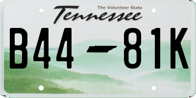 TN license plate B4481K