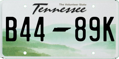 TN license plate B4489K