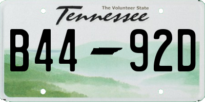 TN license plate B4492D