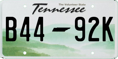 TN license plate B4492K