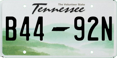 TN license plate B4492N