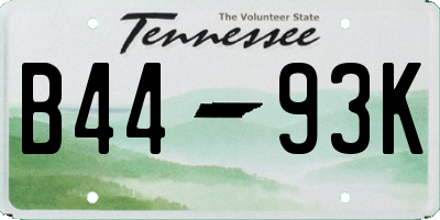TN license plate B4493K
