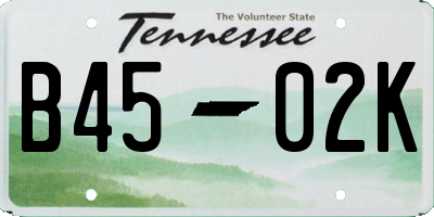 TN license plate B4502K