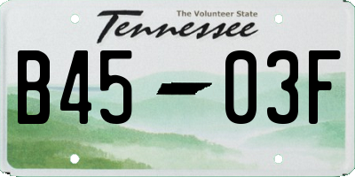 TN license plate B4503F