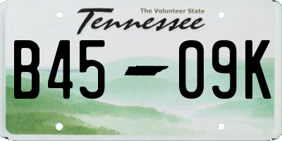 TN license plate B4509K