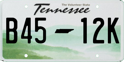 TN license plate B4512K