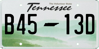 TN license plate B4513D