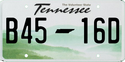 TN license plate B4516D