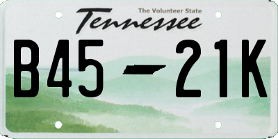TN license plate B4521K