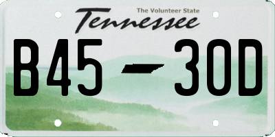 TN license plate B4530D