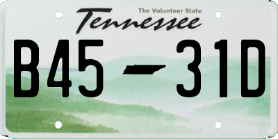TN license plate B4531D