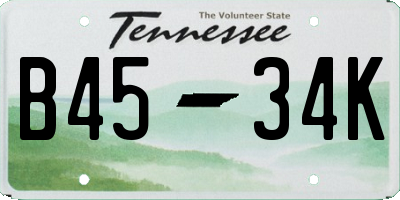 TN license plate B4534K