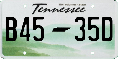 TN license plate B4535D