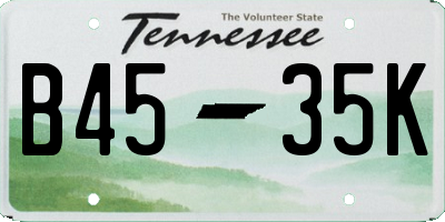 TN license plate B4535K