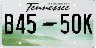 TN license plate B4550K