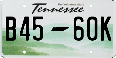 TN license plate B4560K