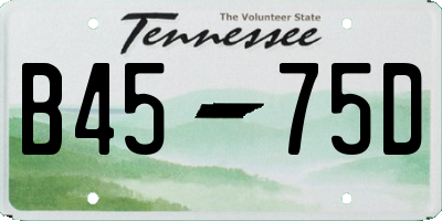 TN license plate B4575D