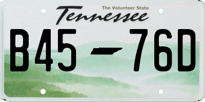 TN license plate B4576D