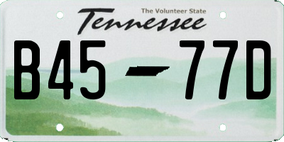 TN license plate B4577D