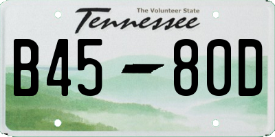 TN license plate B4580D