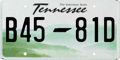 TN license plate B4581D